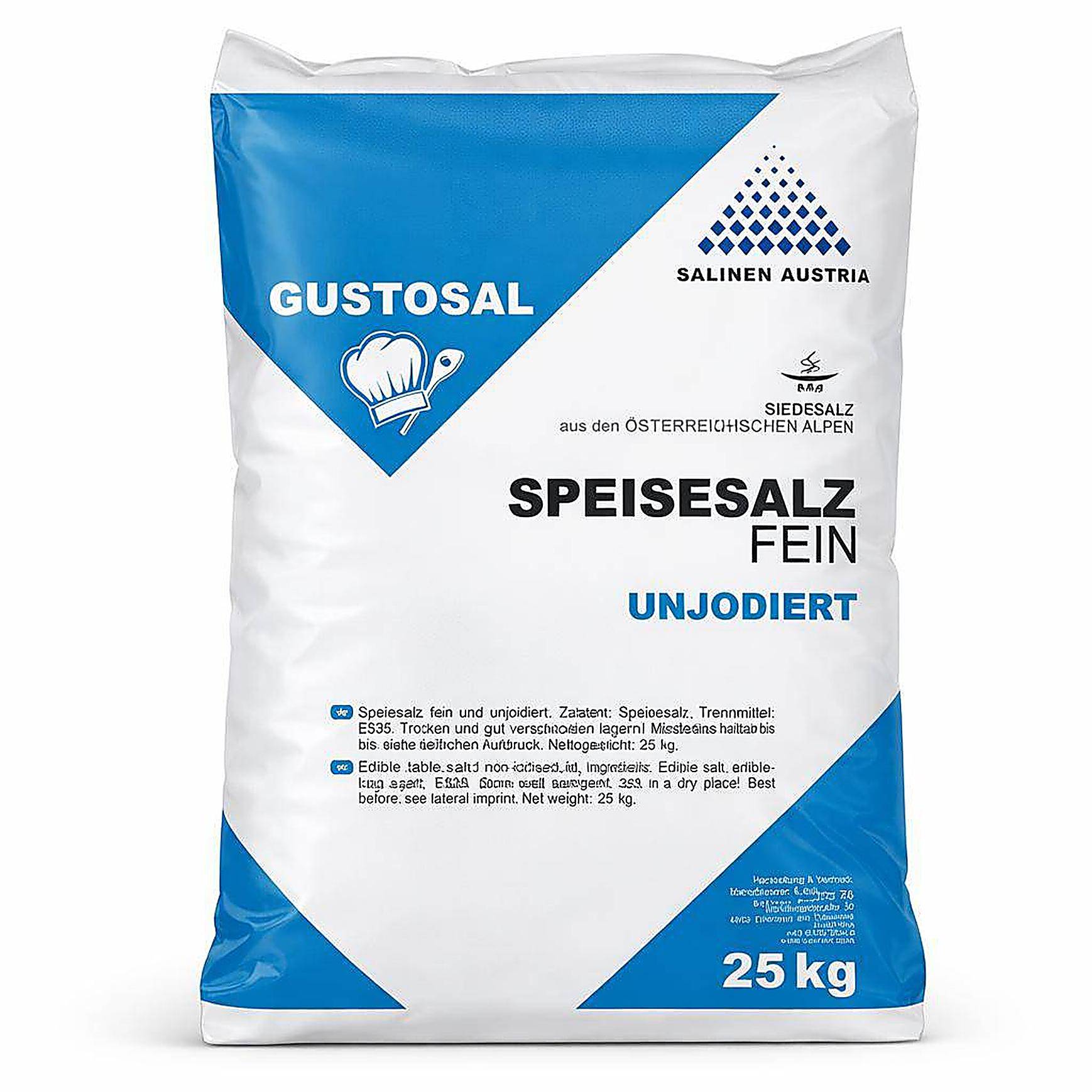 Gustosal - Speisesalz ohne Jod, 25 kg Sack