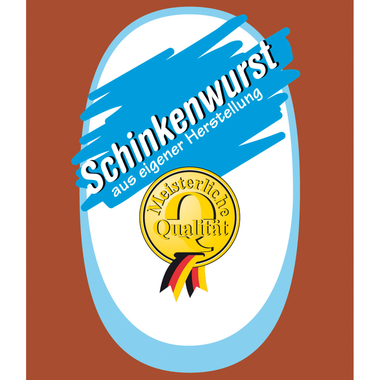 Nalo - Top braun Kal. 60/50 cm, bedruckt mit Schinkenwurst farbig Nalo - Top braun Kal. 60/50 cm, bedruckt mit Schinkenwurst farbig