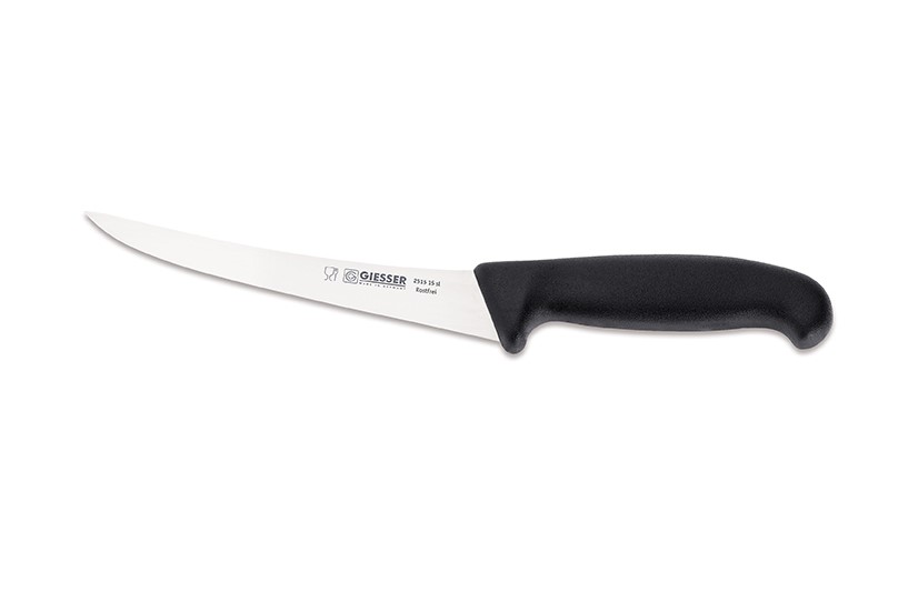 Giesser - Ausbeinmesser, 15 cm, schwarz, gebogene Klinge, 2515-15