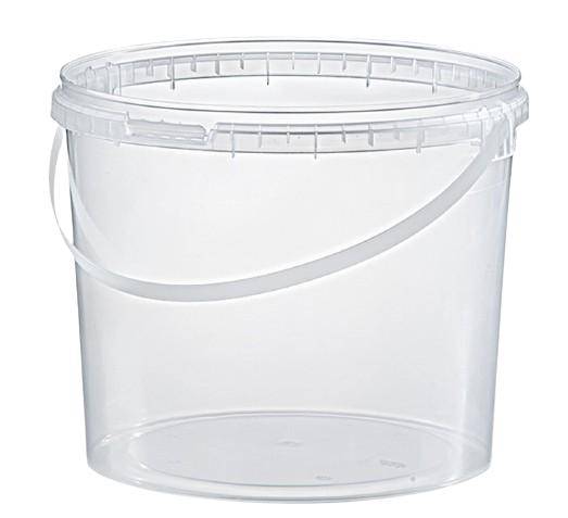 Kunststoff Eimer farbig, 5,5  ltr., mit Deckel, transparent