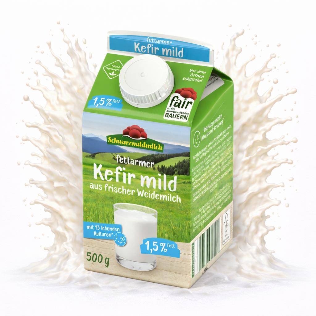 Schwarzwaldmilch - Weide fettarmer Kefir mild, 1,5%, 10 x 0,5 Liter Schwarzwaldmilch - Weide fettarmer Kefir mild, 1,5%, 10 x 0,5 Liter
