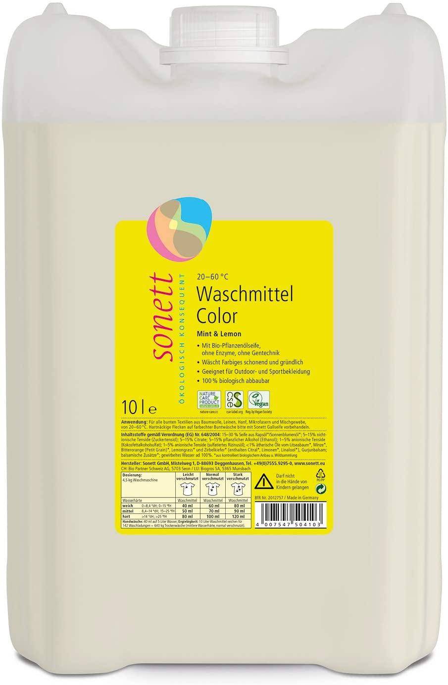 Sonett - Mint & Lemon Waschmittel 30-60 °C, 10 Liter Kanister Sonett - Mint & Lemon Waschmittel 30-60 °C, 10 Liter Kanister