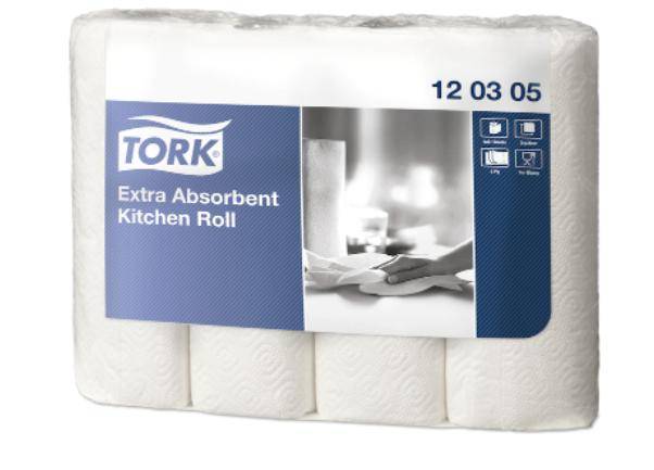 Tork - Extra-Saugfähige Küchenrolle, 3-lagig, 4 x 51 Blatt, 120305