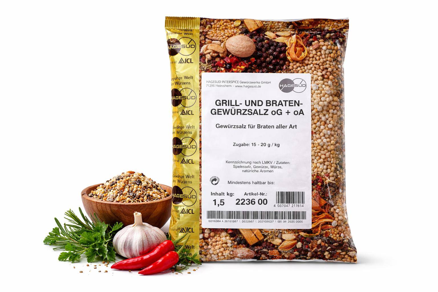 Hagesüd - Grill- und Bratengewürzsalz, 1,5 kg Beutel Hagesüd - Grill- und Bratengewürzsalz, 1,5 kg Beutel