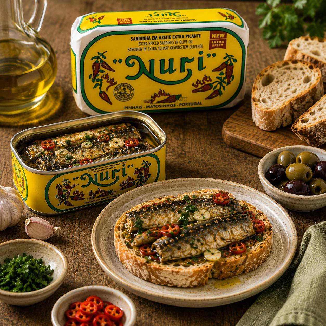 Nuri - Pikante Sardinen in Olivenöl extra scharf, 125 g Dose