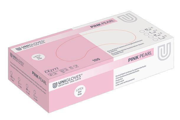Unigloves - Einmalhandschuhe / Nitril-Untersuchungshandschuhe "Pink Pearl", Größe M, 100 Stück