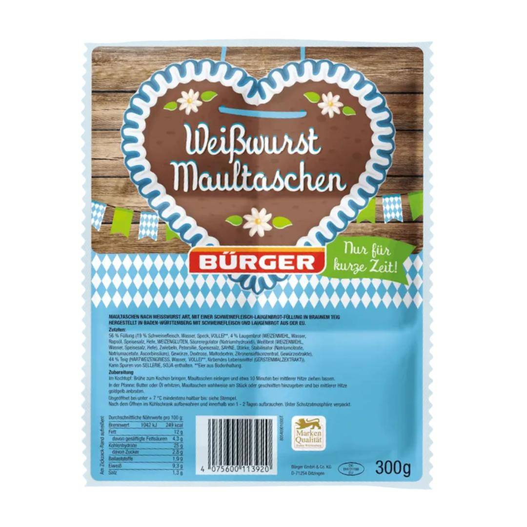 Bürger - Weißwurst Maultaschen, 300 g Beutel