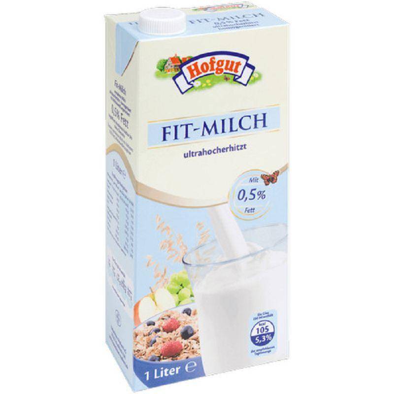 Hofgut - Haltbare Fit-Milch 0,5%, 12 x 1 Liter