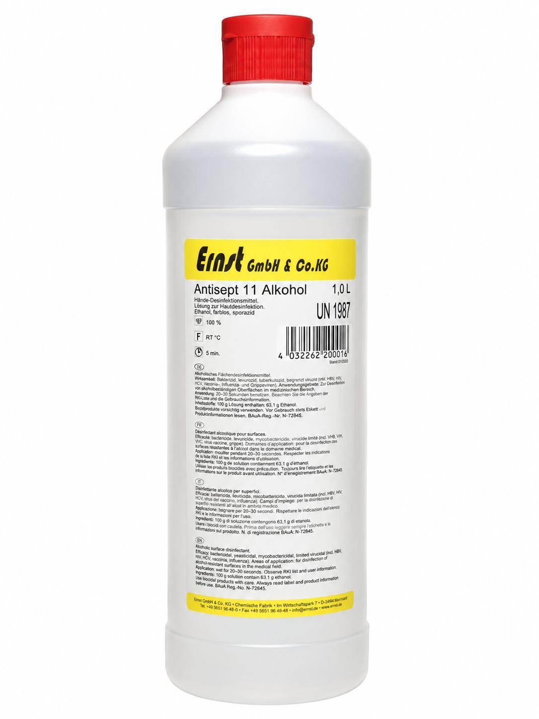 Ernst - Antisept 11, alkoholische Desinfektion, 1l Flasche