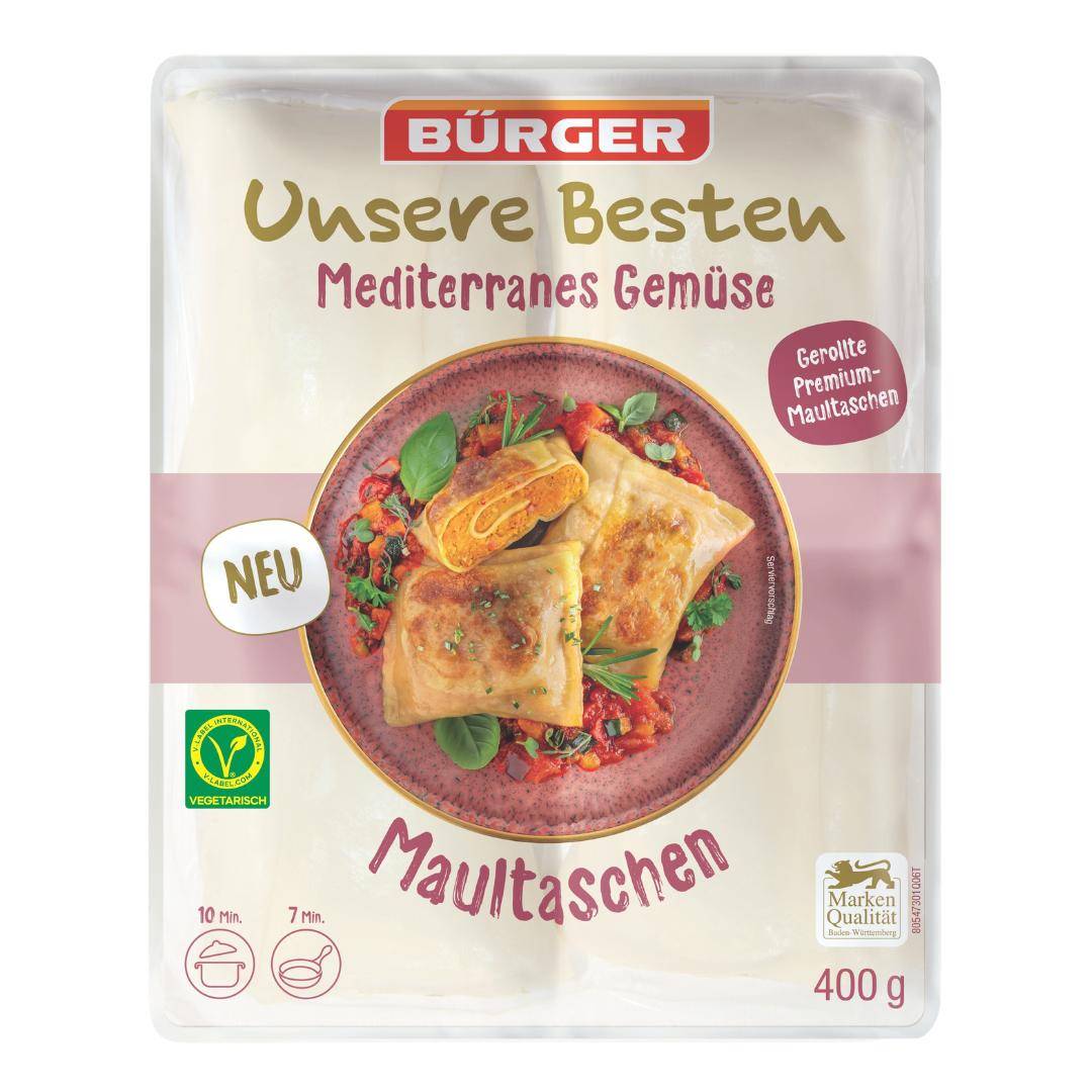 Bürger - "Unsere Besten" Maultaschen mit mediterranem Gemüse, 400 g Beutel