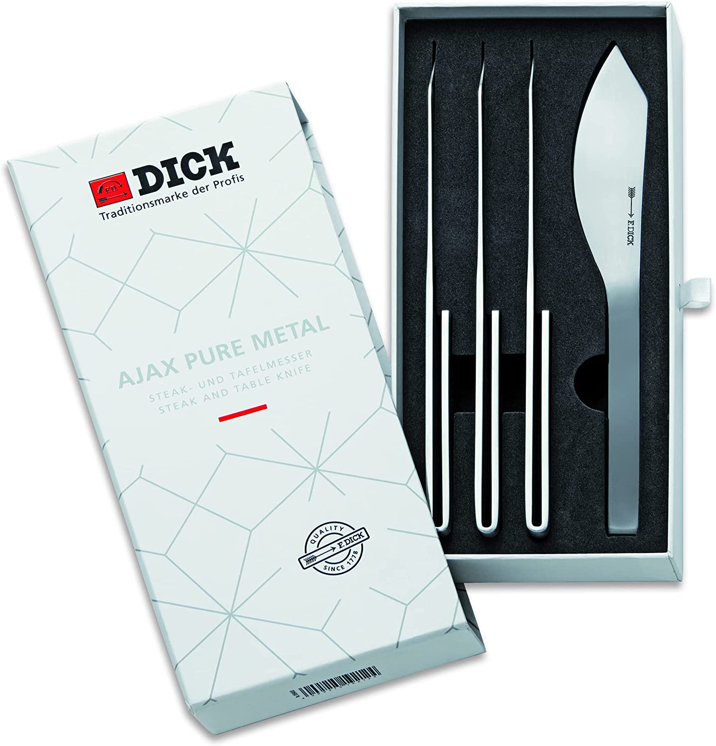 F. DICK - Ajax pure metal Steak- und Tafelmesser-Set, 4-teilig, 81584000