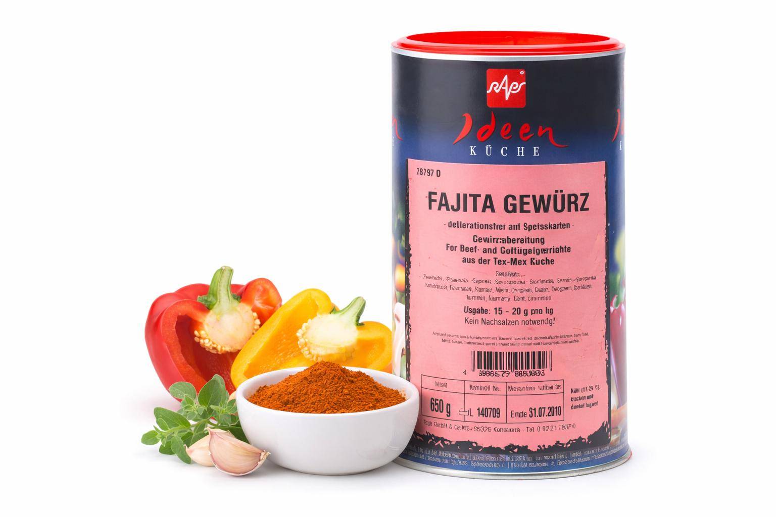 Raps - Fajita Würzung, 650 g Dose Raps - Fajita Würzung, 650 g Dose