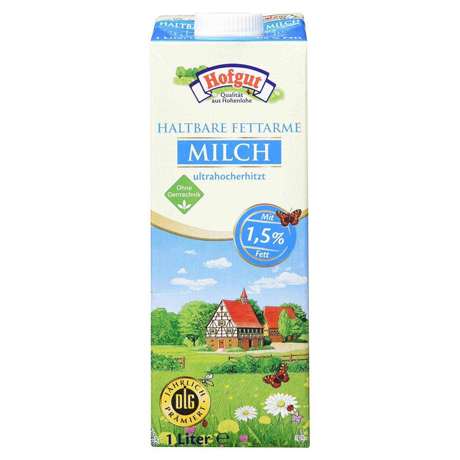 Hofgut - H-Milch 1,5%, fettarm, 12 x 1 Liter Hofgut - H-Milch 1,5%, fettarm, 12 x 1 Liter