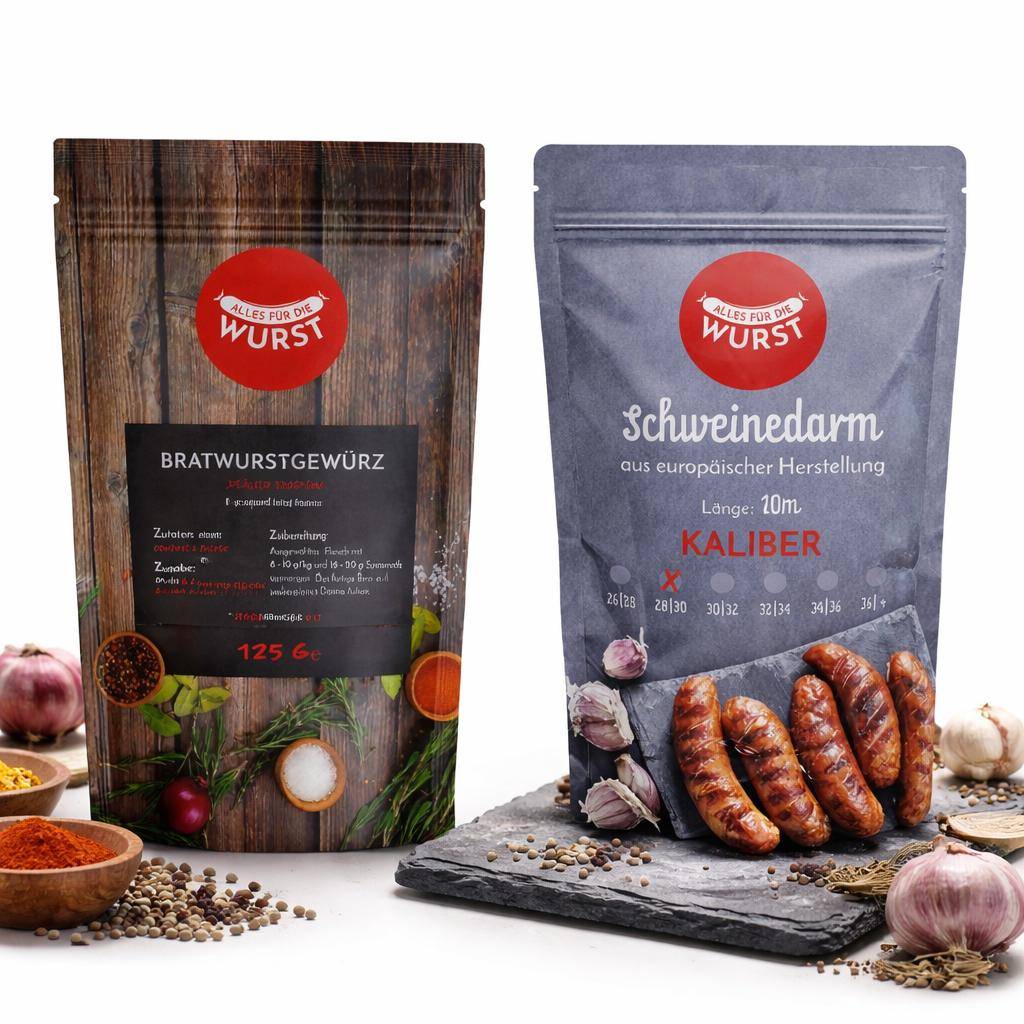 Alles für die Wurst - Bratwurstgewürz, 125 g Beutel + Darm