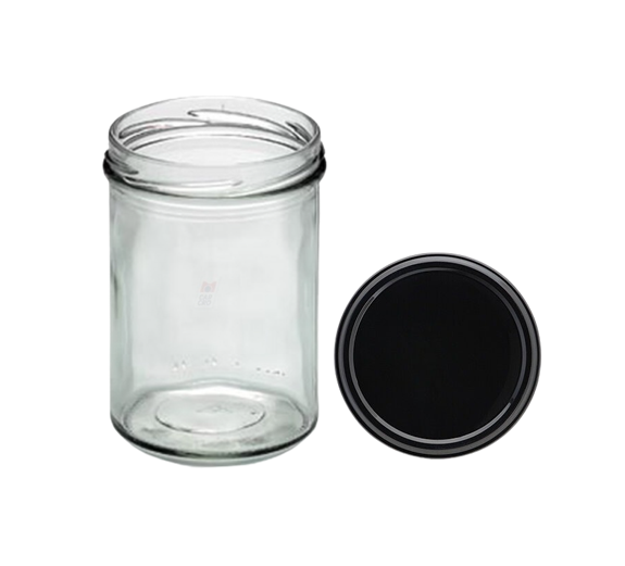Fuduu.de - Sturzglas 440 ml, mit Deckel, schwarz, 15 Stück