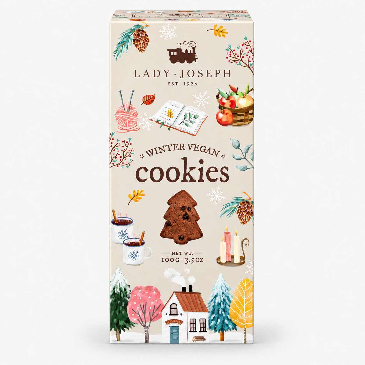 Winterliche Vegan-Cookies-Verpackung