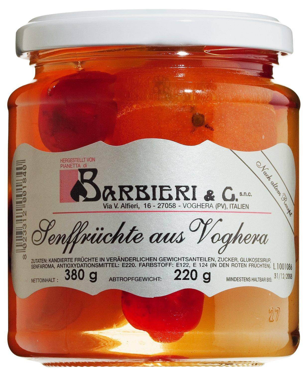 Barbieri - Mostarda di Voghera, 380 g Glas - MHD: 30.09.2025