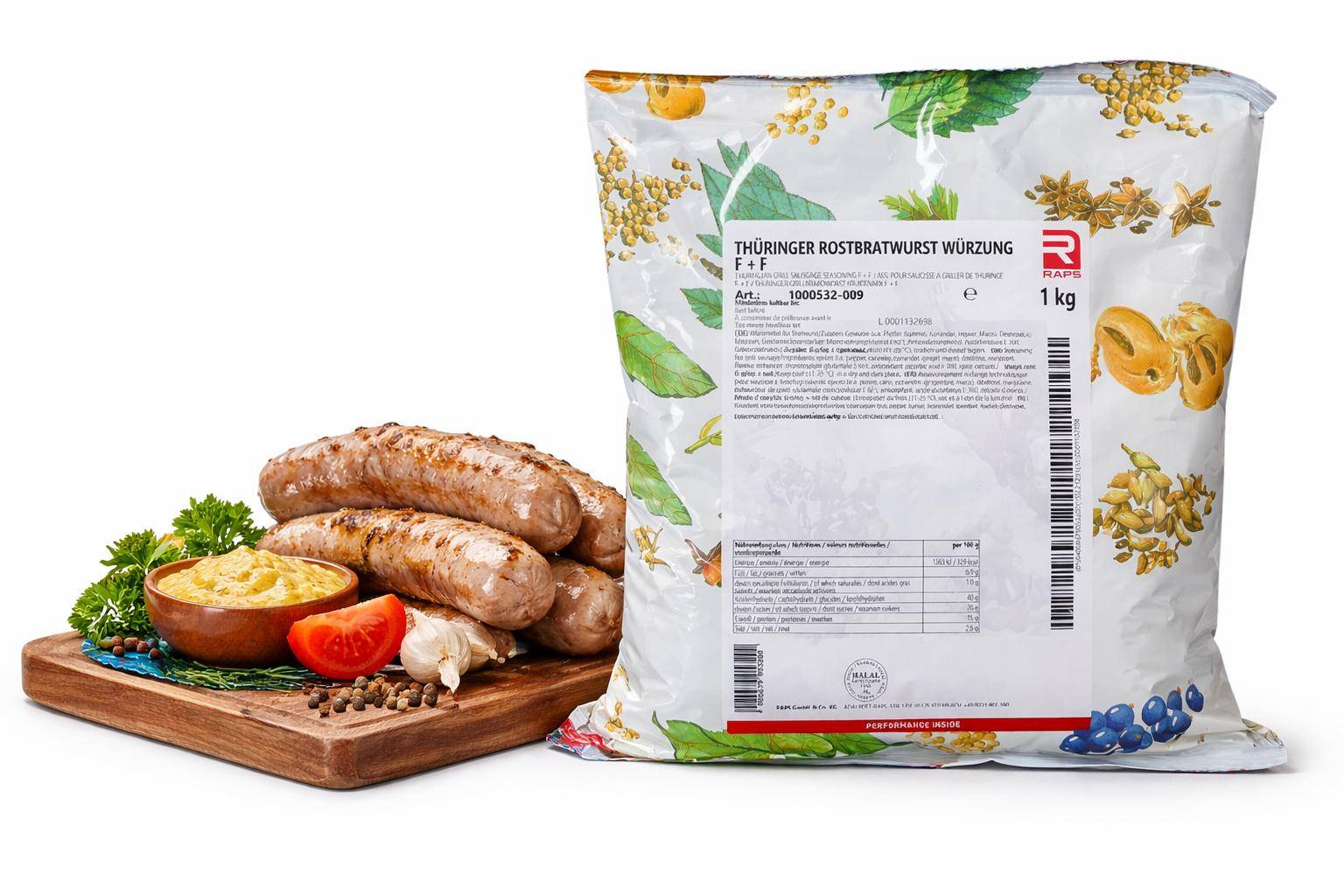 Raps - Thüringer-Rostbratwurst-Würzung, 1 kg Beutel Raps - Thüringer-Rostbratwurst-Würzung, 1 kg Beutel