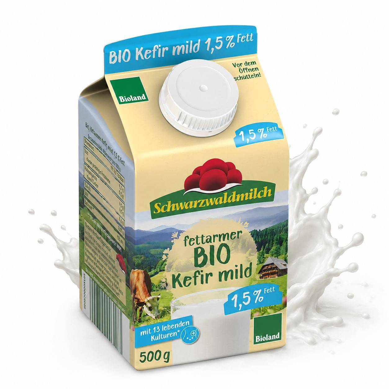 Schwarzwaldmilch - Bio fettarmer Kefir mild, 1,5%, 10 x 0,5 Liter