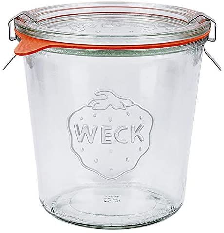 Weck - Sturzglas mit Deckel, inklusive Dichtungen und Klammern, 580 ml, 742, 6 Stück