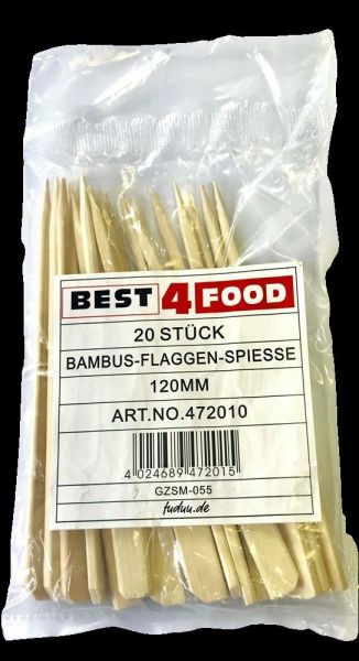 Best4Food - Flaggen-Spieße aus Bambus, 120mm, 20 Stück