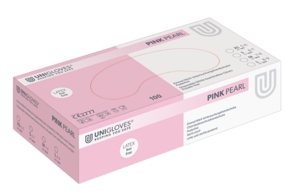 Unigloves - Einmalhandschuhe / Nitril-Untersuchungshandschuhe "Pink Pearl", Größe L, 100 Stück