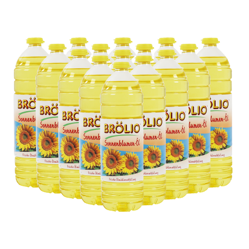 Brölio - Sonnenblumenöl, 15 x 1 Liter PET-Flasche