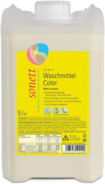 Sonett - Mint & Lemon Waschmittel 30-60 °C, 5 Liter Kanister