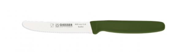 Giesser - Allzweckmesser, 11 cm mit Wellenschliff, olive
