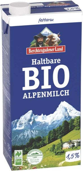 Berchtesgadener Land - H-Alpenmilch 1,5%, 6 x 1 Liter - MHD 03/2023