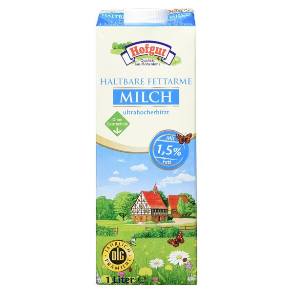 Hofgut - H-Milch 1,5%, fettarm, 12 x 1 Liter