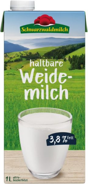 Schwarzwaldmilch - H-Weidemilch 3,8%, 12 x 1 Liter