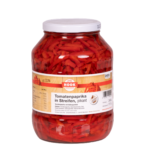 Hook - Tomatenpaprika in Streifen, 1110 g Glas