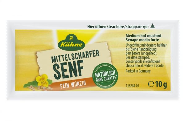 Kühne - Mittelscharfer Senf, 150 x 10 g Beutel
