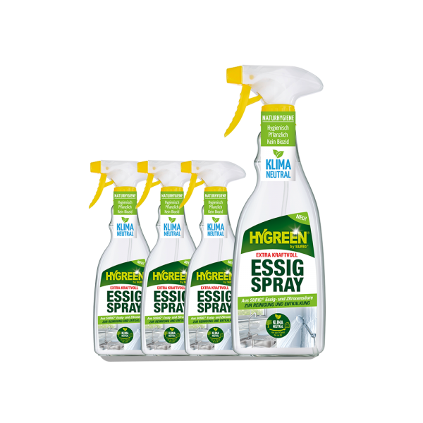 Hygreen - Essigspray extra kraftvoll, 4 x 500 ml Sprühflasche